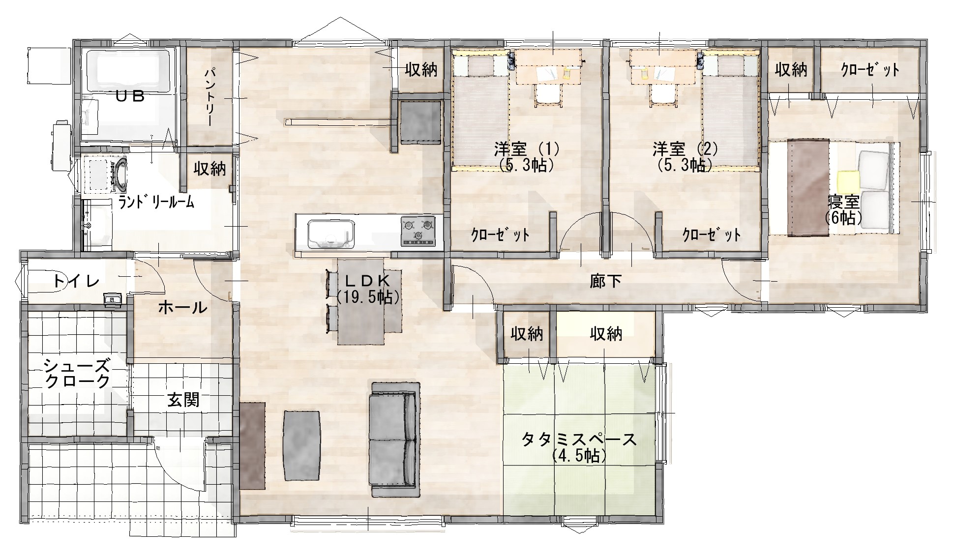 ガーデンコート平恒Ⅲ　1号地 間取図1F