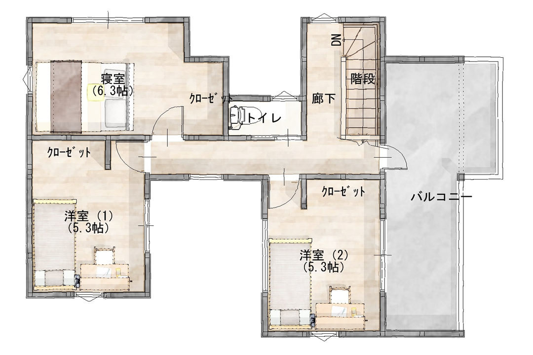 ガーデンコート平恒Ⅲ　2号地 間取図2F